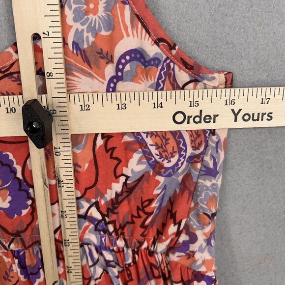 Free People Dress Women Small Red Boho Floral Beaded Jewel Tiered Coastal Resort - Picture 13 of 16